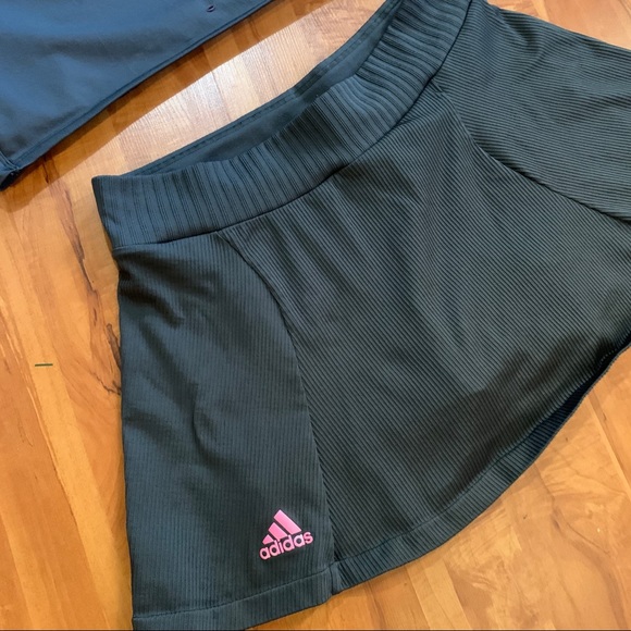 Adidas Primeblue Knit Dgh Solid Gray Womens Tennis Skirt / Skort Large - Picture 2 of 8